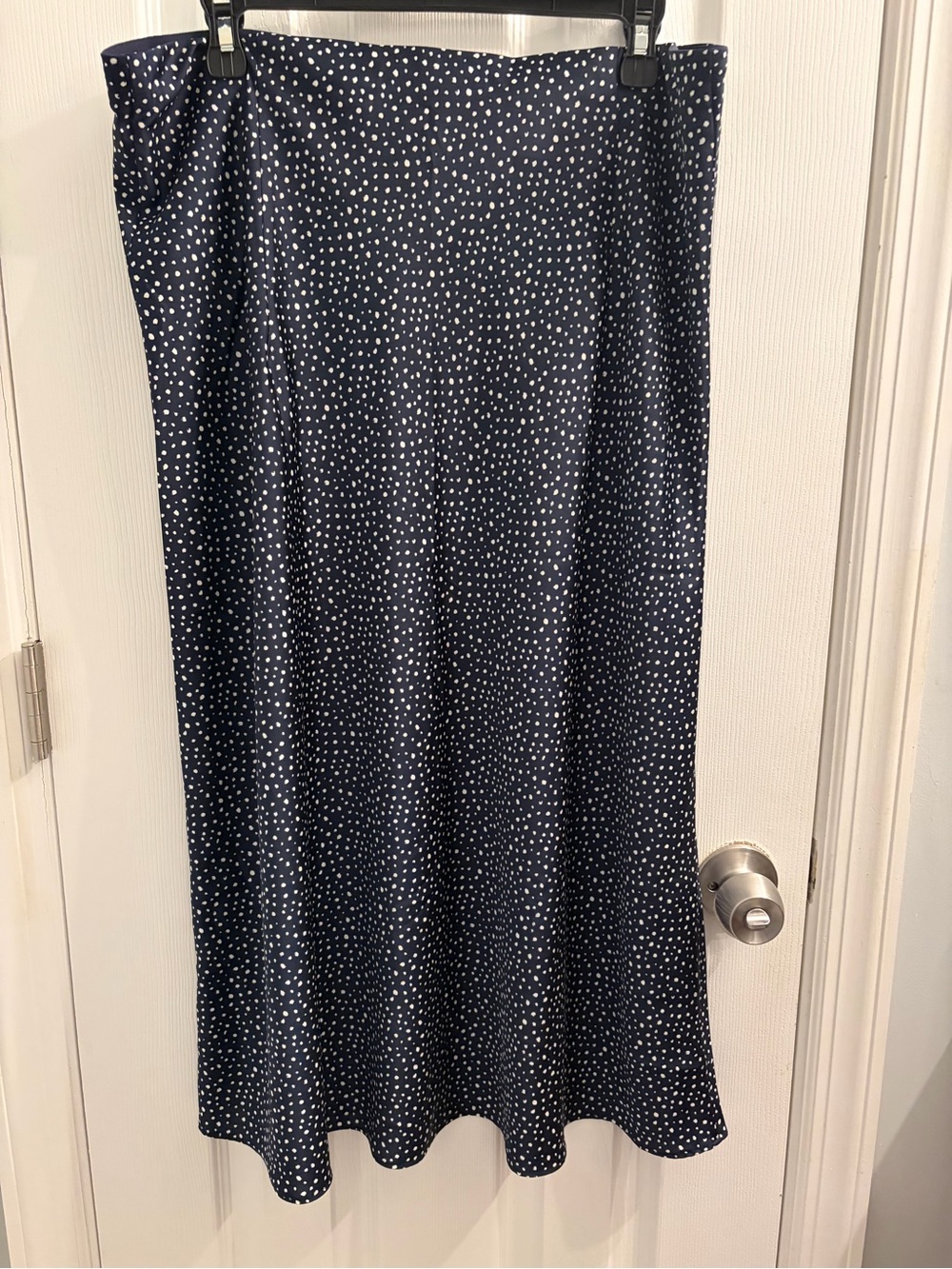 J. Crew Navy Midi Skirt with White Polka Dot Print Size XL NWT